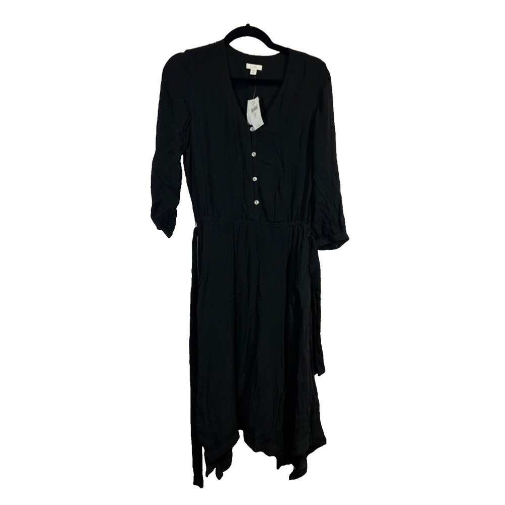 NEW J. Jill Womens SP Handkerchief Hem Midi Dress Tie Waist Button Rayon C6